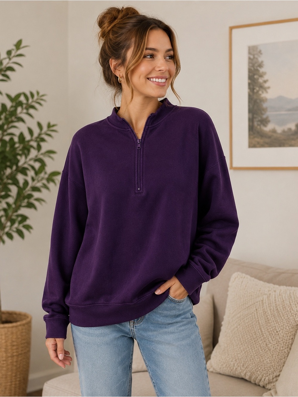 Orvis Women’s Deep Purple Zip-Up Sweater